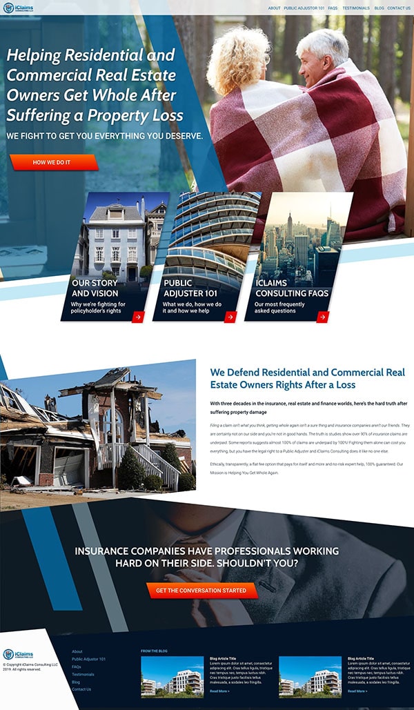iClaims landing page