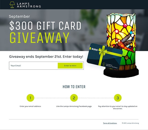 Lamps Armstrong landing page