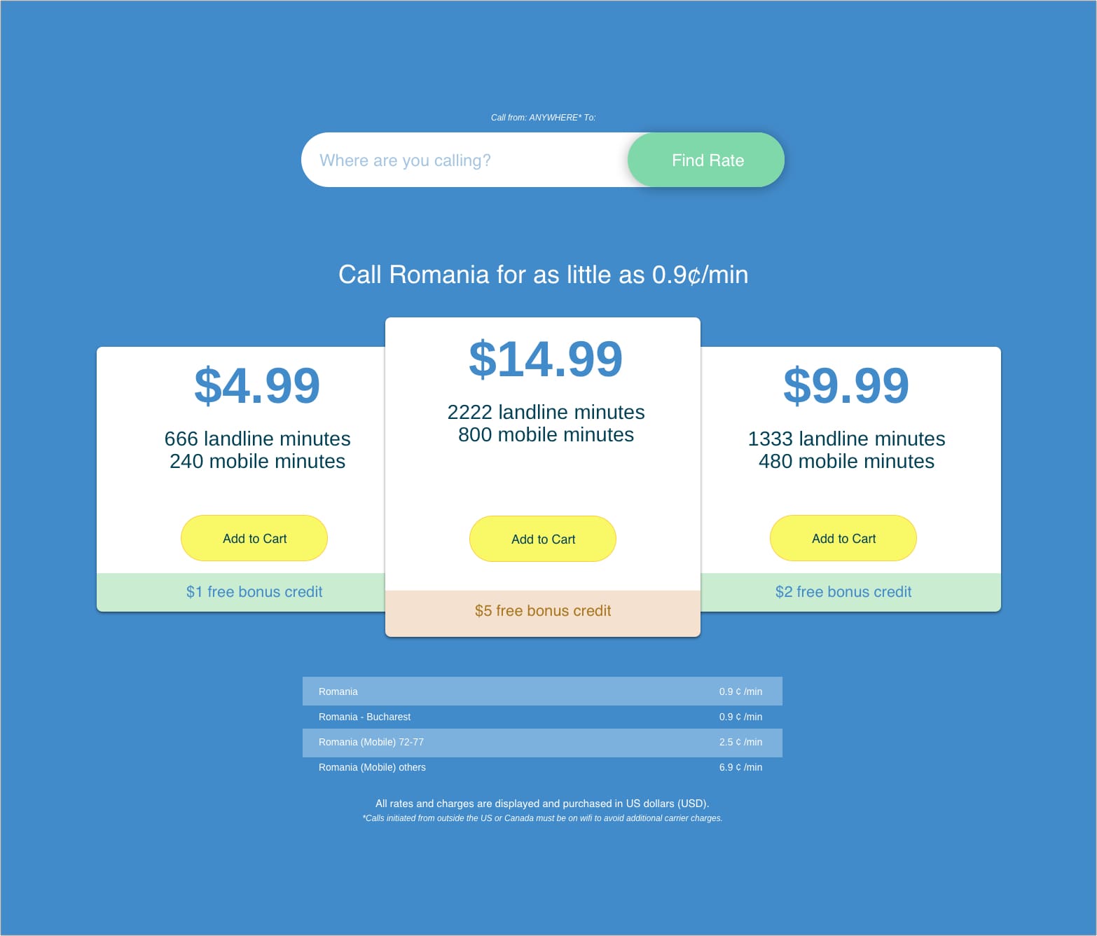 quickcall rate search